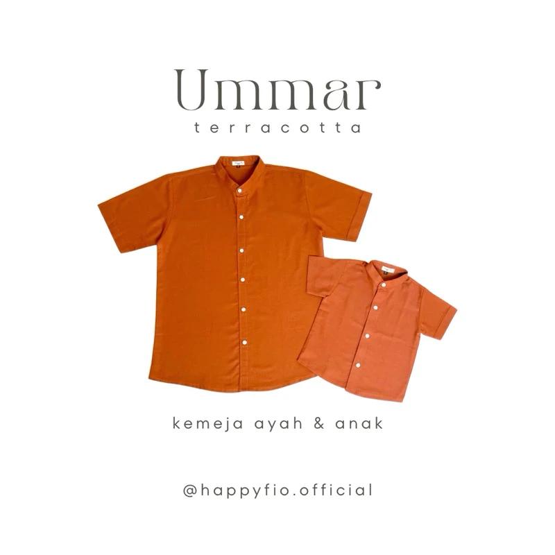 Kemeja Couple Ayah Anak Lengan Panjang Warna Terracotta by Happyfio