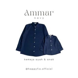 Kemeja Couple ayah anak lengan panjang warna navy by Happyfio